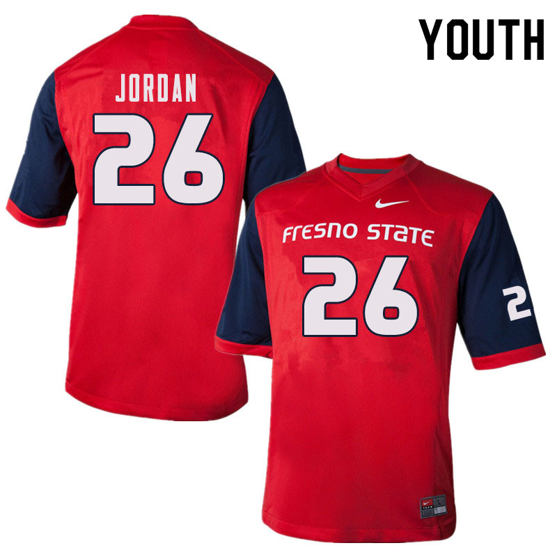 Youth #26 Randy Jordan Fresno State Bulldogs College Football Jerseys Sale-Red - Click Image to Close